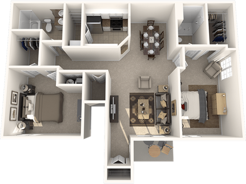 a floor plan of a 3 bedroom apartment